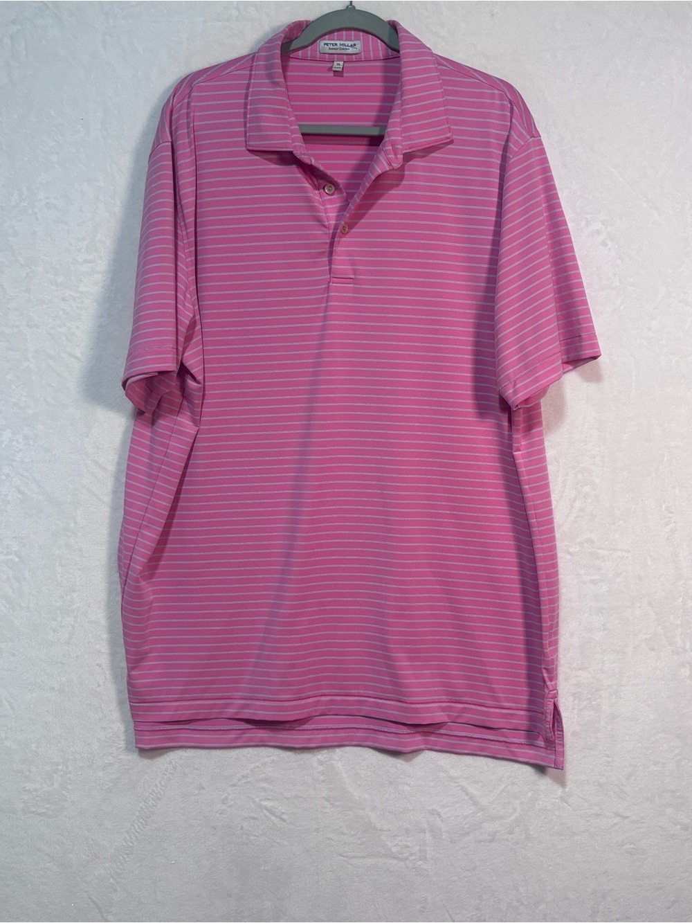 Peter Millar Polo Shirt Mens XL Summer Comfort Striped Performance Pink Blue